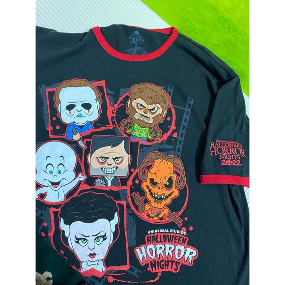 Halloween Horror Nights Shirt Men's XL Black Red Ringer Graphic Tee 2022 - Picture 9 of 9
